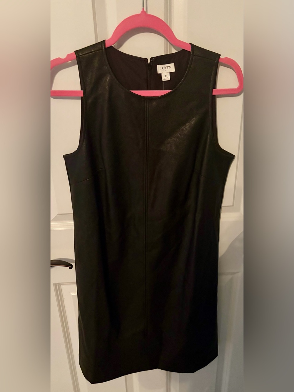J. Crew Black Faux Leather Sleeveless Shift Dress